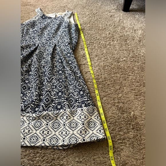 Rewind Navy Blue and Cream Fit and Flare Floral Halter Dress - Picture 7 of 7